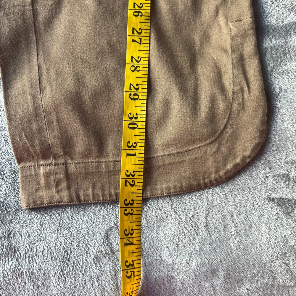 Cotton Women Camel Tan Wide Leg Crapis Button Detail Size 10 Stretch - Picture 6 of 7